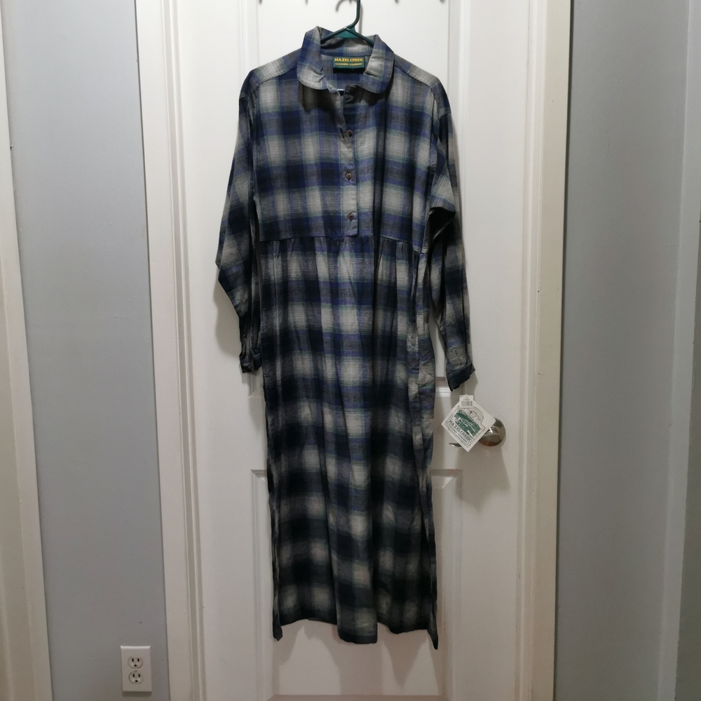 Plaid Maxi Dress -‎ Blue and White